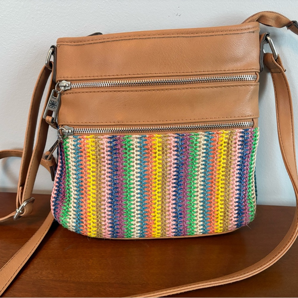 Multicolor woven Striped Leather Crossbody/shoulder purse Bag